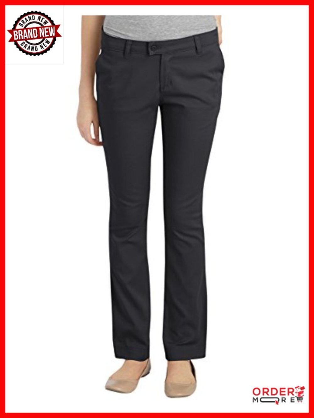 Slim Straight Stretch Twill Pants with Button Zip Fly